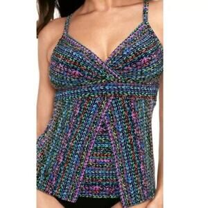 Miraclesuit Shimmer Links Love Knot Tankini Top Women's Size 16 New Without Tags